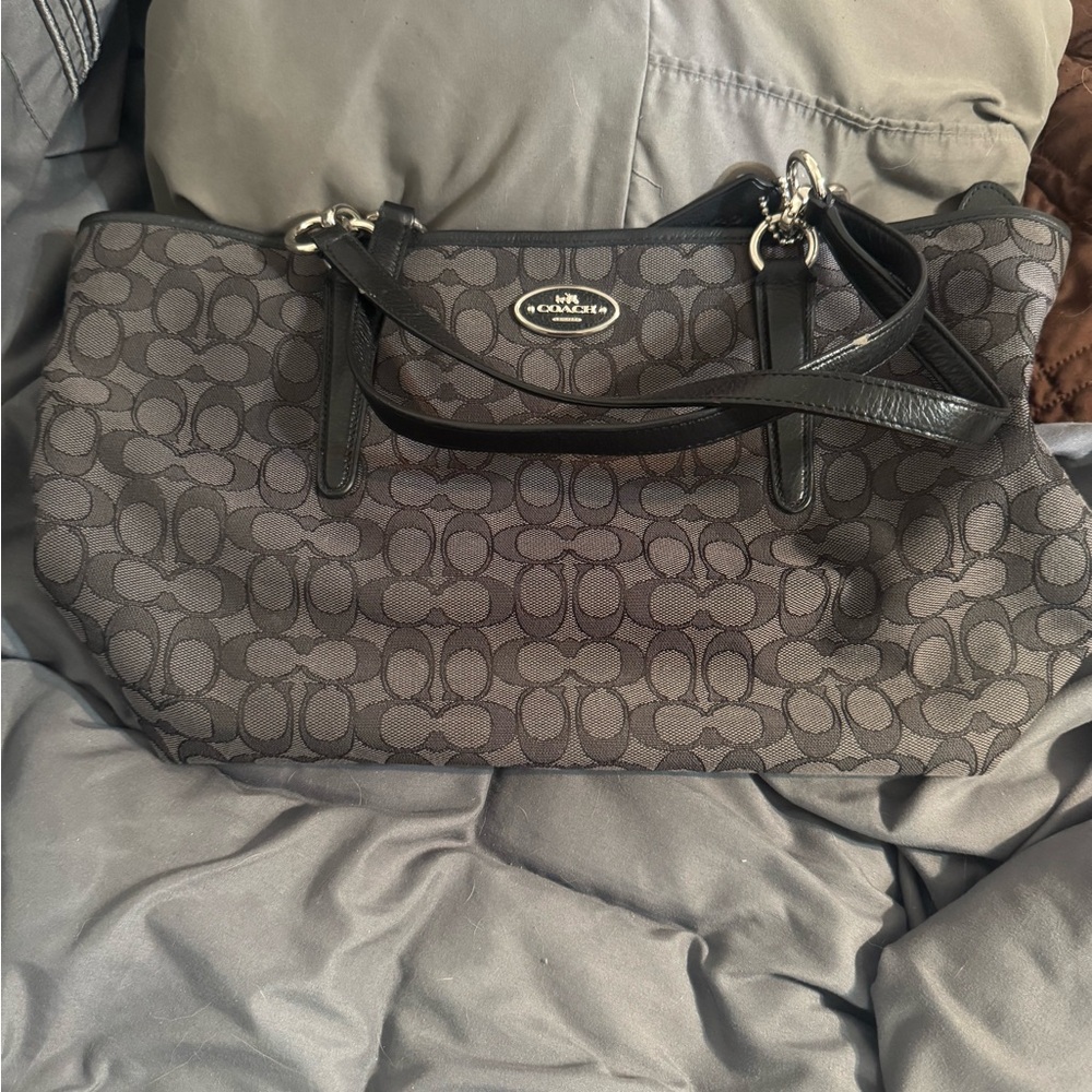 Coach Black and Gray Signature Tote Bag